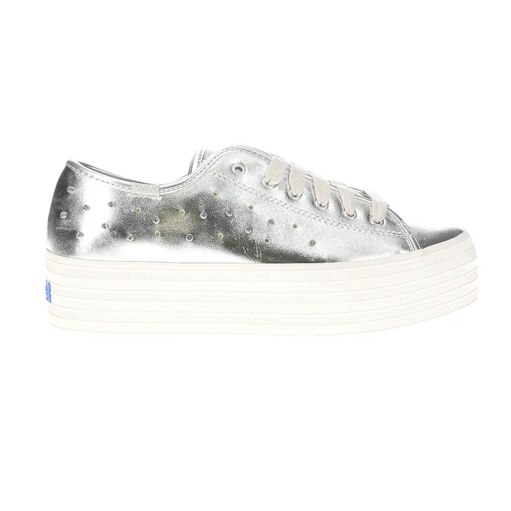 Keds Womens Triple Up Leather Light Up Lace Up Sneakers Shoes Casual - Silver
