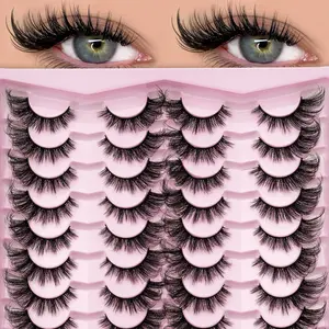 20 Pairs Artificial Mink Eyelashes Natural Full Strip False Lashes, Natural Look Lashes, Comfortable Reusable Strips for Daily Use, Beginner Friendly, DIY False Eyelashes