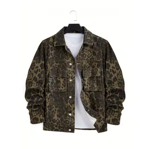 Leopard Print Casual Denim Jacket