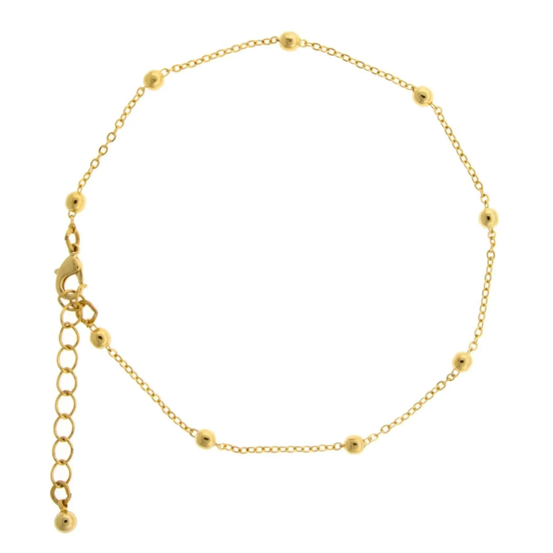 1928 Jewelry Gold Beaded Chain Anklet 9" + 1.5" Extension