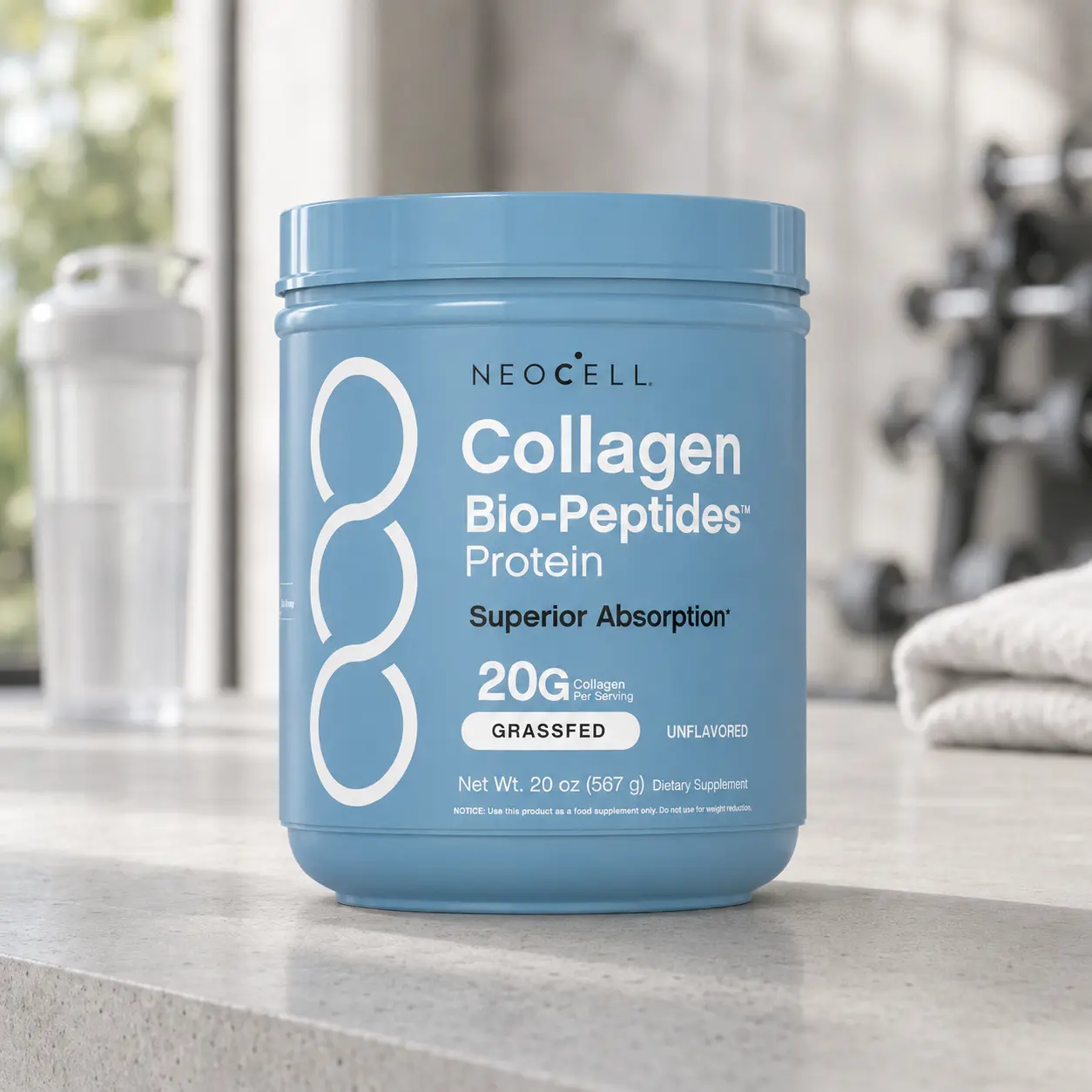 NeoCell Grass‑Fed Collagen Bio‑Peptides Powder 20g Unflavored Skin Hair Joint Supplement