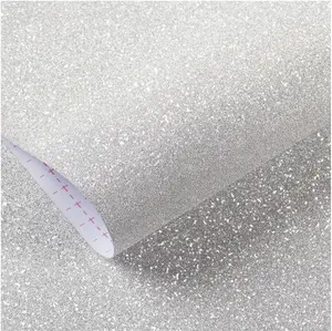 Glitter Wallpaper Stick and Peel Glitter Contact Paper for Walls Dresser Counters Crafts Self Adhesive Silver Wall Paper Decor Removable Waterproof White Glitter Vinyl Cardstock 15.8x78.8