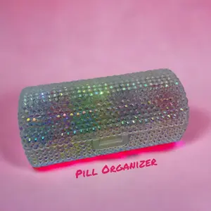 Pill Organizer Bedazzled -  7 days a week - Rhinestone Container - Bling Box - Medicine Container - Vitamins Storage Box Container Healthcare Aid