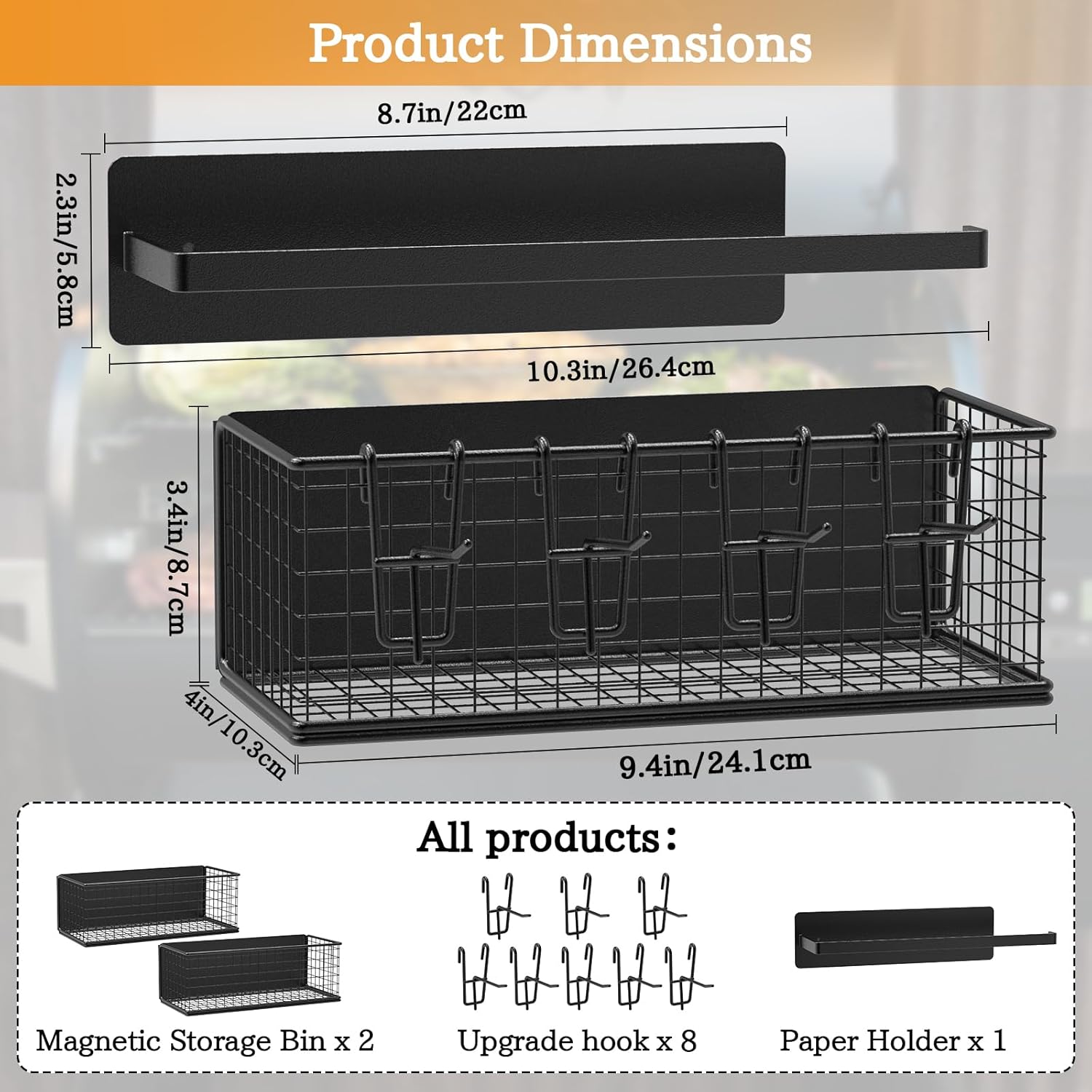 Magnetic Storage Bin & Paper Towel Holder for Traeger Smoker Grills Compatible with Ironwood 885 Pro Series 34 22 D2 575 780 650 Z-Grills Pit Boss Enhances Grilling Experience with Easy Attachment and Organized Storage