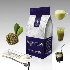 SET of YERBA MATE tea USDA Organic & Unsmoked 1 pound bag + Mate Straw Handcrafted in German Silver (Alpaca) + Cleaning Brush - High Caffeine Tea - Coffee Substitute - Energy Booster