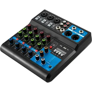 5 Channel Bluetooth Mixer Audio,Professional Portable Digital DJ Mixer w/USB Audio Interface-Mixing Boards For Studio Recording Stage,Live Gigs,Karaoke (5-Channel)