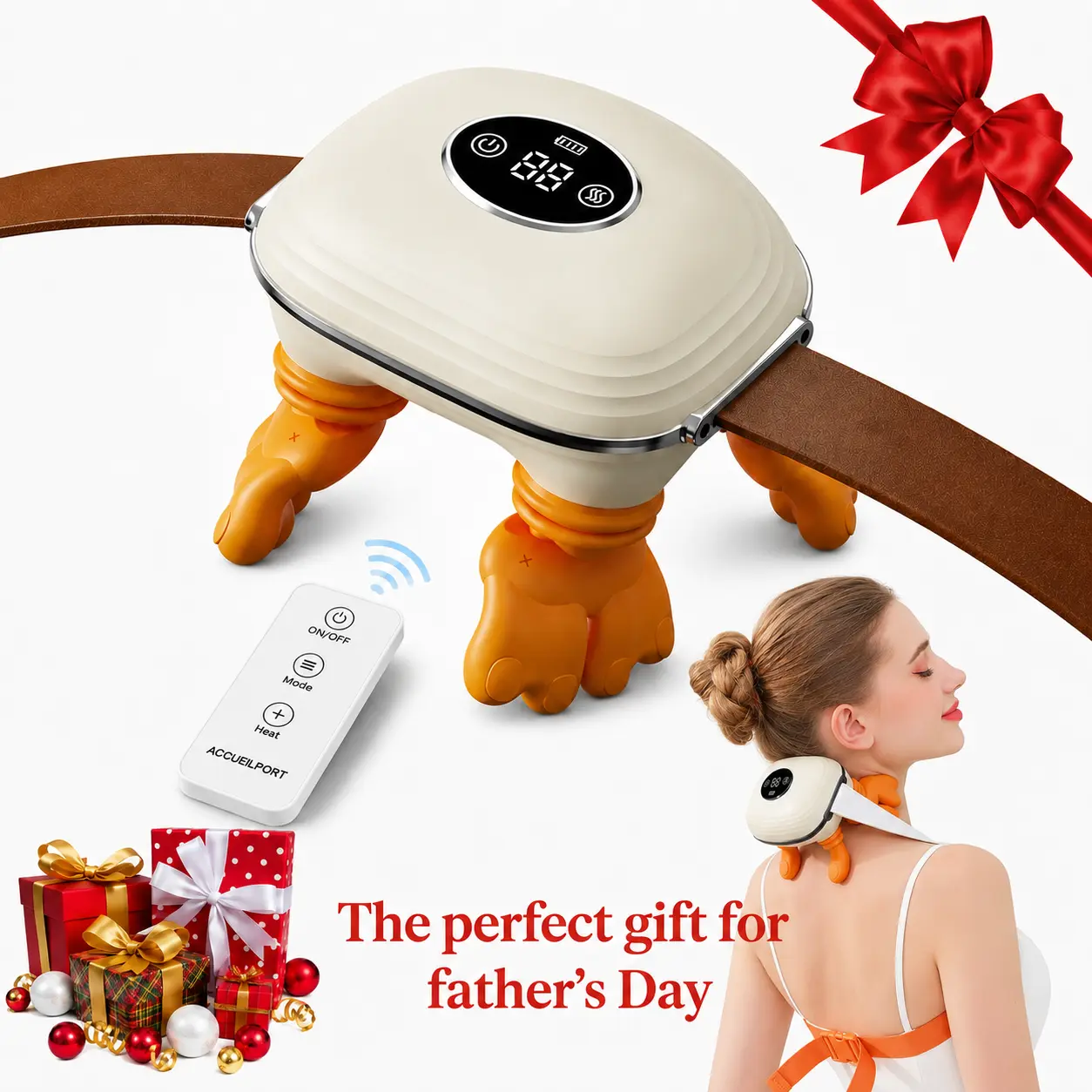 Deep Tissue Muscle Massager for Neck and Shoulders, Wireless 3D Kneading Relaxer with Heat, Portable Design with Remote Control, Father's Day Gift, Neck Shoulder Relaxer, Deep Tissue Muscle Massagers
