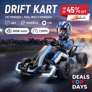 Hikole Go Kart Electric Drift Kart Car, 24V Crazy Go Cart for Kids with Adjustable Seat, 3 Speed Mode, Fast 300W Motor, 8.5 MPH, Ride on Toys for Kids 6-12 Years Old volume control eva wheel,SummerVibes
