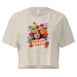Women's High Vibes Crop Top - Casual Fashion Cannabis Themed 420 Weed Apparel