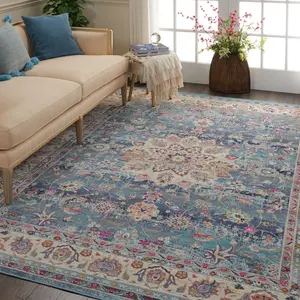 Vintage Kashan Center Medallion Indoor Area Rug, Room Decor Rugs for Bedroom