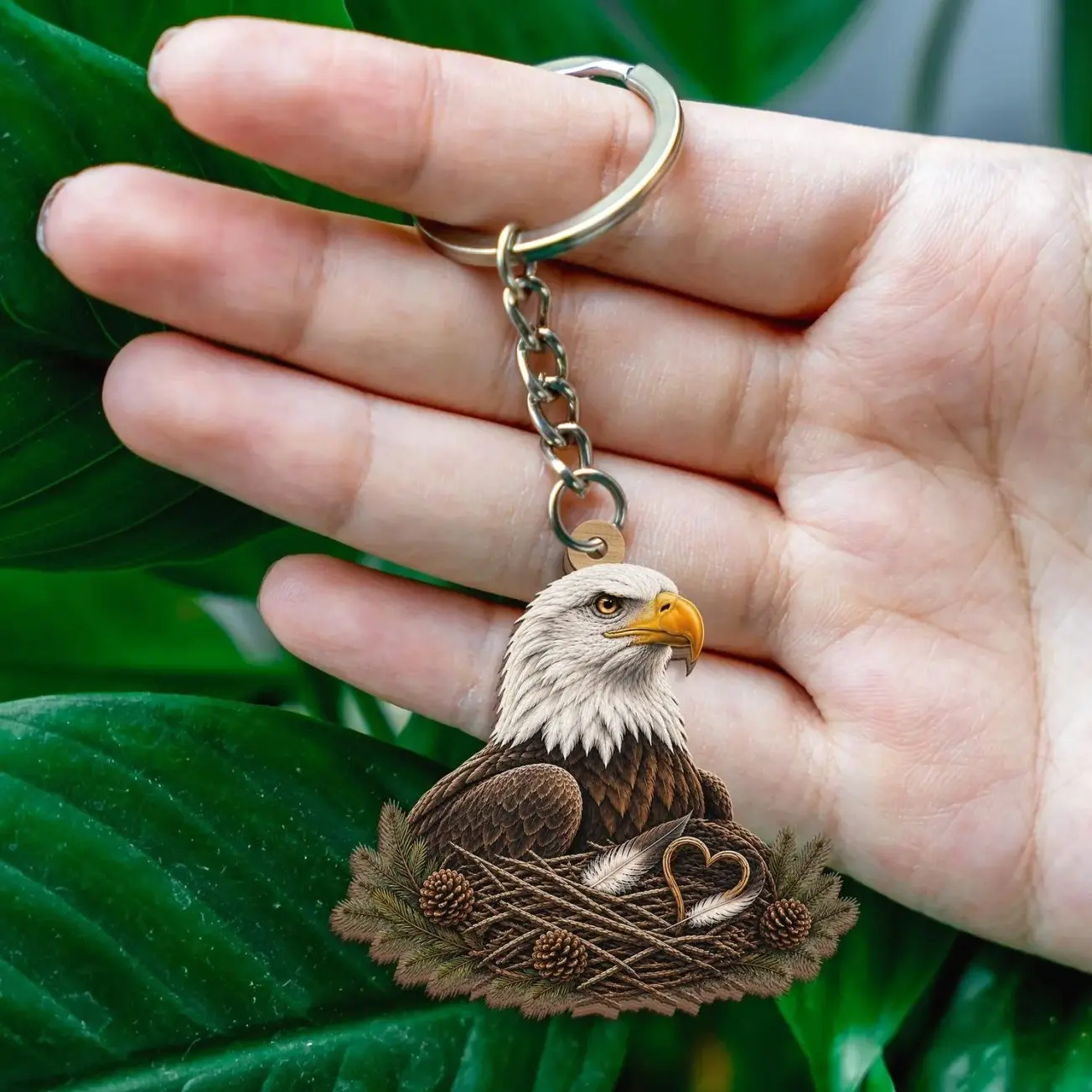 Jackie and Shadow Wooden Keychain, Bald Eagle Couple Keychain, 2026 Viral Nest Cam Gift, Eagle Watcher Lover Wildlife Keyring