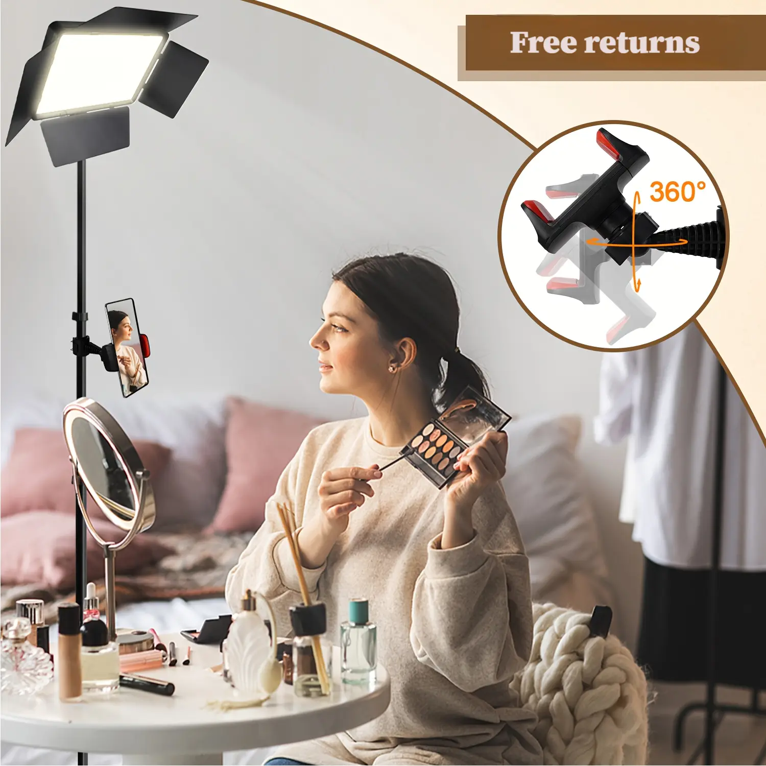 LED Fill Light with 61 Inch Adjustable Stand for Video Recording and Photography, Soft Light for Food Photos, Crafts Display, Makeup Tutorials, Small Business Product Showcase, Home Studio Setup,    Gift