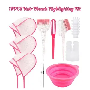 19PCS Hair Bleach Highlighting Kit – Hair Dye Brush & Bowl Set with Highlight Cap, Hook, Gloves & Cape, Professional Hair Coloring & Bleaching Tools for Salon & Home Use