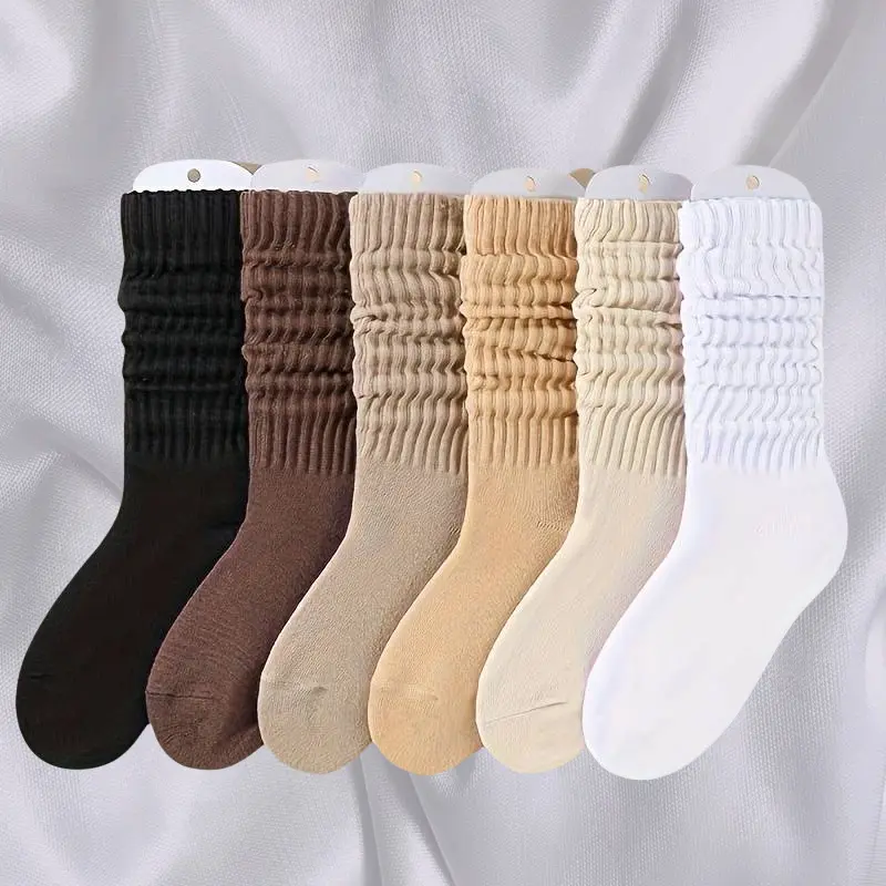 Womenswear 6 Pairs of Relaxed Scrunch Socks for Women Soft Leg Warmers Featuring 80S Ribbed Knitted Design - Comfort