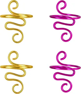 4 count Adjustable Peacock-Shape Crochet Yarn Tension Rings   & Rose Red Finger Yarn Guides for Knitting and Crocheting