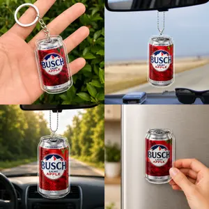 Custom Beer Can Acrylic Ornament Car Hanging, Personalized Beer Can Keychain & Magnet, Funny Gift for Dad, Husband, Boyfriend, Beer Lover