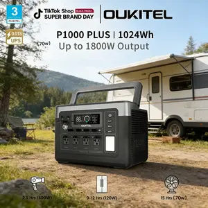 OUKITEL1024Wh Portable Power Station, Lithium Battery Backup Power Supply for Outdoor Travel Emergency,Solar Generator Backup Power for Outdoor Camping Home Emergency Folding Solar Panel Home Backup, Camping, Emergency Outdoor Power travel rv