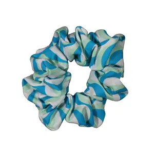 70s/Retro Blue and Green Scrunchie