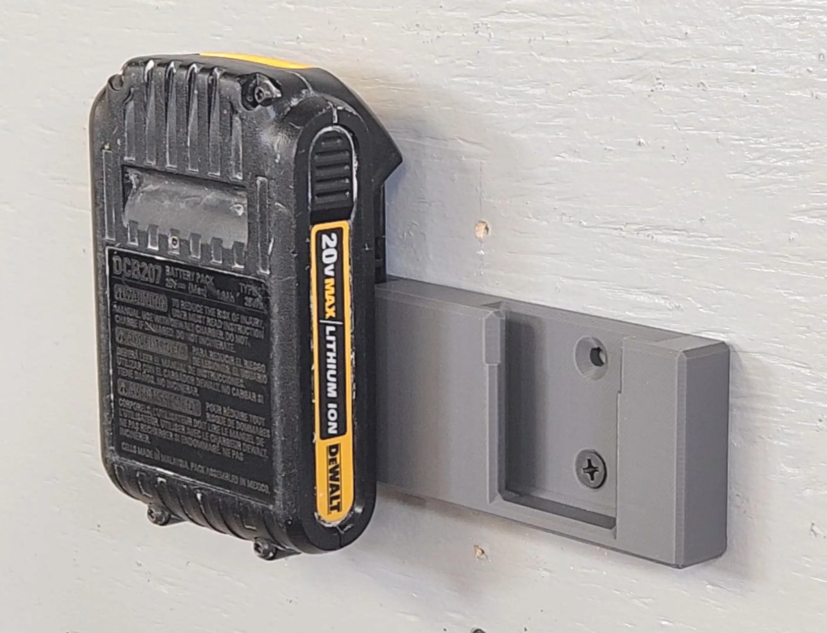 20 volt battery wall mount, 2 slot battery slide in holder