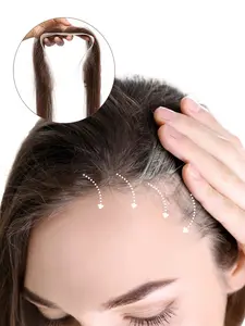 Human Hair Hairline Forehead Hairpiece for Women, 13*2 HD Lace Base Drawstring Forehead Hairline, Glueless Adjustable Human Hair 100% Remy Hair Extension M-Shape Flowing Bangs for Hair Loss