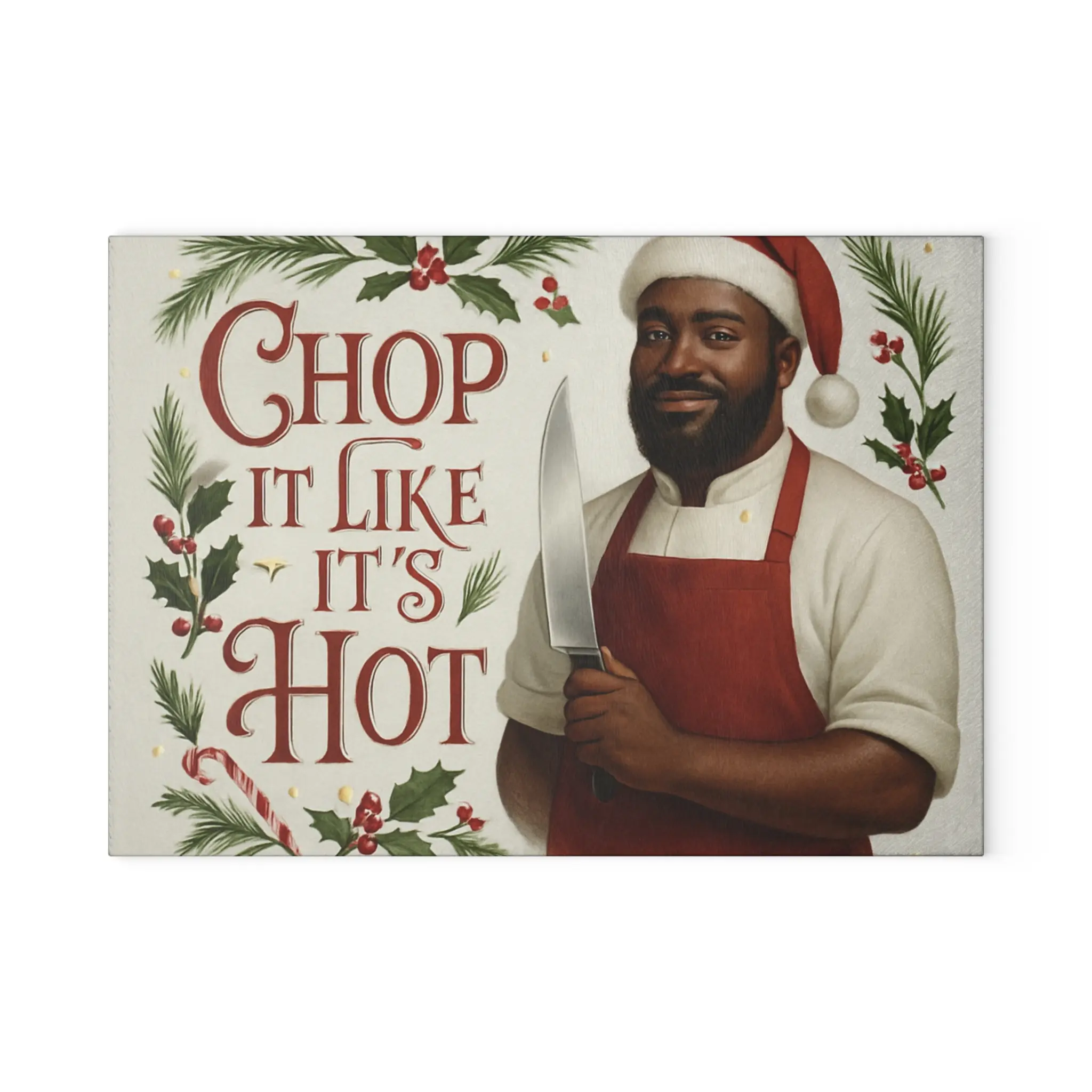 Funny Christmas Glass Cutting Board, Holiday Kitchen Decor, Chop It Like It's Hot, Unique Cheese Board, Xmas Gift