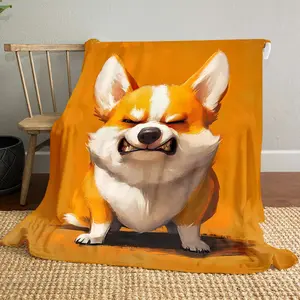An angry Corgi pattern printed blanket, a blanket for the living room, bedroom, office and lunch break, a portable blanket suitable for all four seasons, a holiday gift for family and friends, and a Christmas