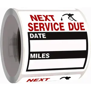 Oil Change Stickers,Service Reminder Labels, Auto Maintenance Service Due Reminder Stickers Labels,2 x 2 Inch, 1 Roll (Black)
