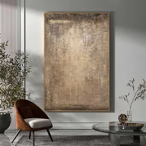 Brown Wall Black Taupe Brown Abstract Painting Neutral Wabi-Sabi Poster