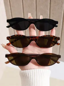 New Year Women's Oval Small Frame Glasses, Leopard Print Frame Fashion Eyewear, Stylish Accessory for School Season