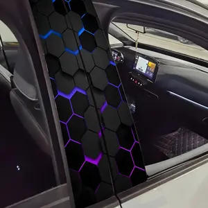 2 PCs Futuristic Laser Checkered Vinyl Car Sticker Self Adhesive Scratch Resistant Durable for B Pillar Car Door Metal Plastic Surface