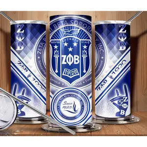 Zeta Phi Beta Sorority 20 oz. Skinny Stainless Steel Tumbler