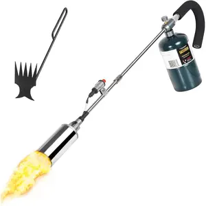 Propane Weed Burner, 35" Long Arm Weed Include a Weed Rake, Fire Starter, Charcoal Starter, Blow with and Igniter for Roof, Wood, Ice, Snow (Tank not Included)