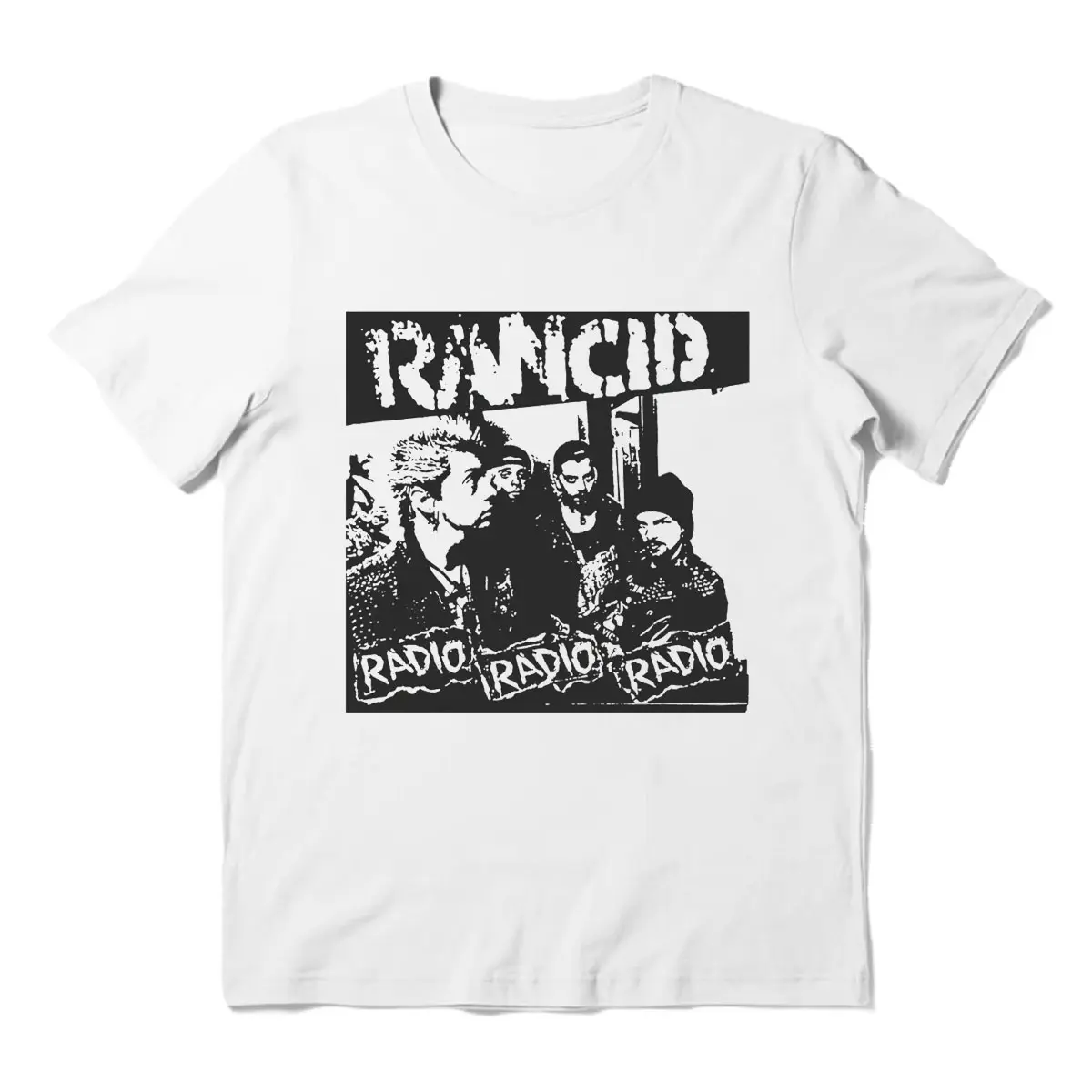 Rancid Hardcore Punk Rock White T-Shirt Cotton Fabric Vintage Menswear Top