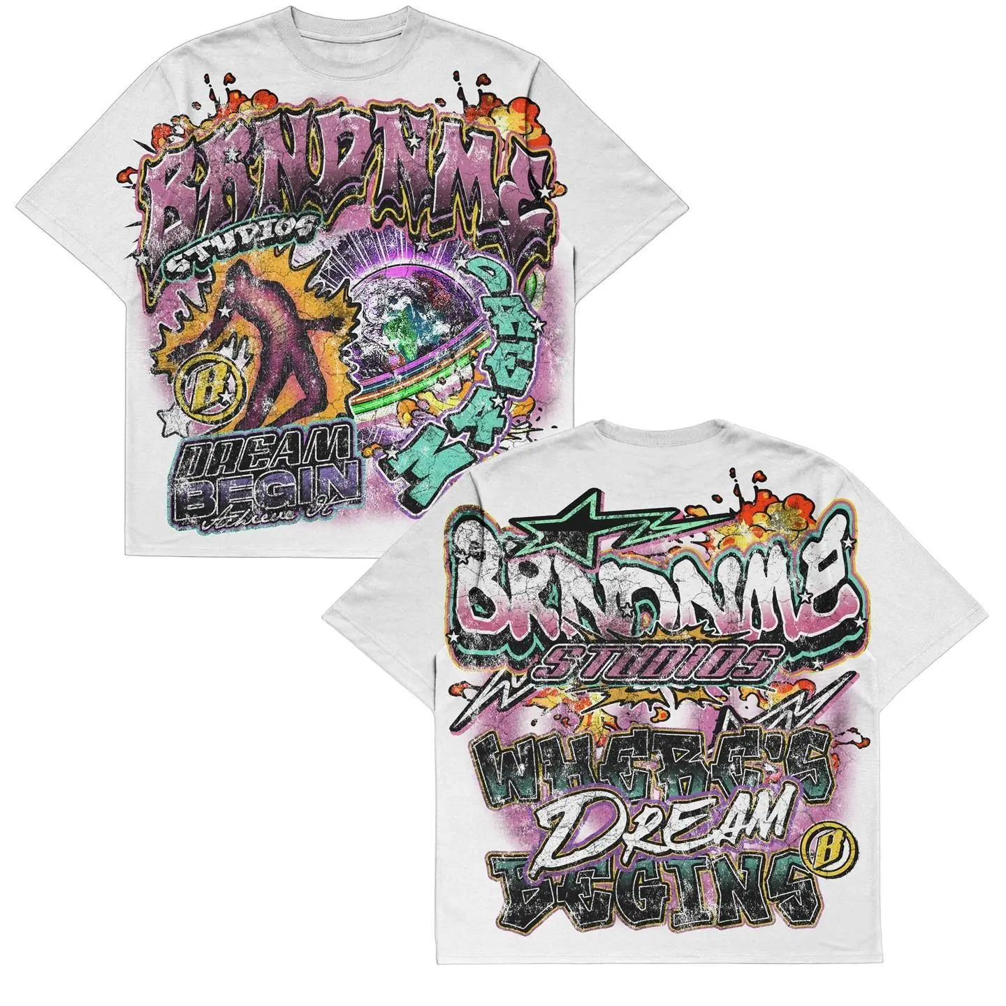 Y2K Graphic "Where's Dream Being " Personalize Printed Tshirt Casual Cotton