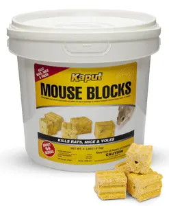 Rodent Bait Blocks for Mice, Rats & Voles Indoor and Perimeter Use with Slow-Acting Warfarin Formula, 4 lb Bucket