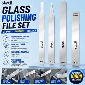 Stedi Ultra Fine Polishing File Set (4PCS, #10000 Grit) Abrasive Tools for Plastic Gundam Models, Wood & Resin Parts