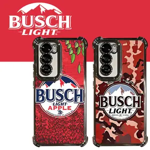Busch Light Beer Lover Retro Pattern Electroplated TPU Casing For SAMSUNG GALAXY S22 S23 S24 S25 FE ULTRA PLUS EDGE Four Corners Anti-Fall Transparent Soft Silicone Gift Shockproof Protection Anti-Drop Protective Protector Phone Cases Shell Cover AM1373