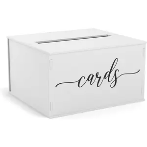 Wooden Wedding Card Box with Slot and Lid| Graduation Card Box for Party 2026| Grad Gift Money Envelope Holder for Reception, Bridal Shower, Birthday, Retirement| Rustic Keepsake Decorations