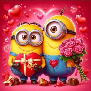 5D DIY Full Drill Diamond Painting - Diamond Painting Set Minion Couple Mosaic Canvas DIY Wall Art, Home Wall Decoration, Suitable for Halloween, Christmas, Birthday, and Anniversary Gifts, Diamond Art Kit