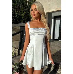 Edina Satin Mini Dress - White