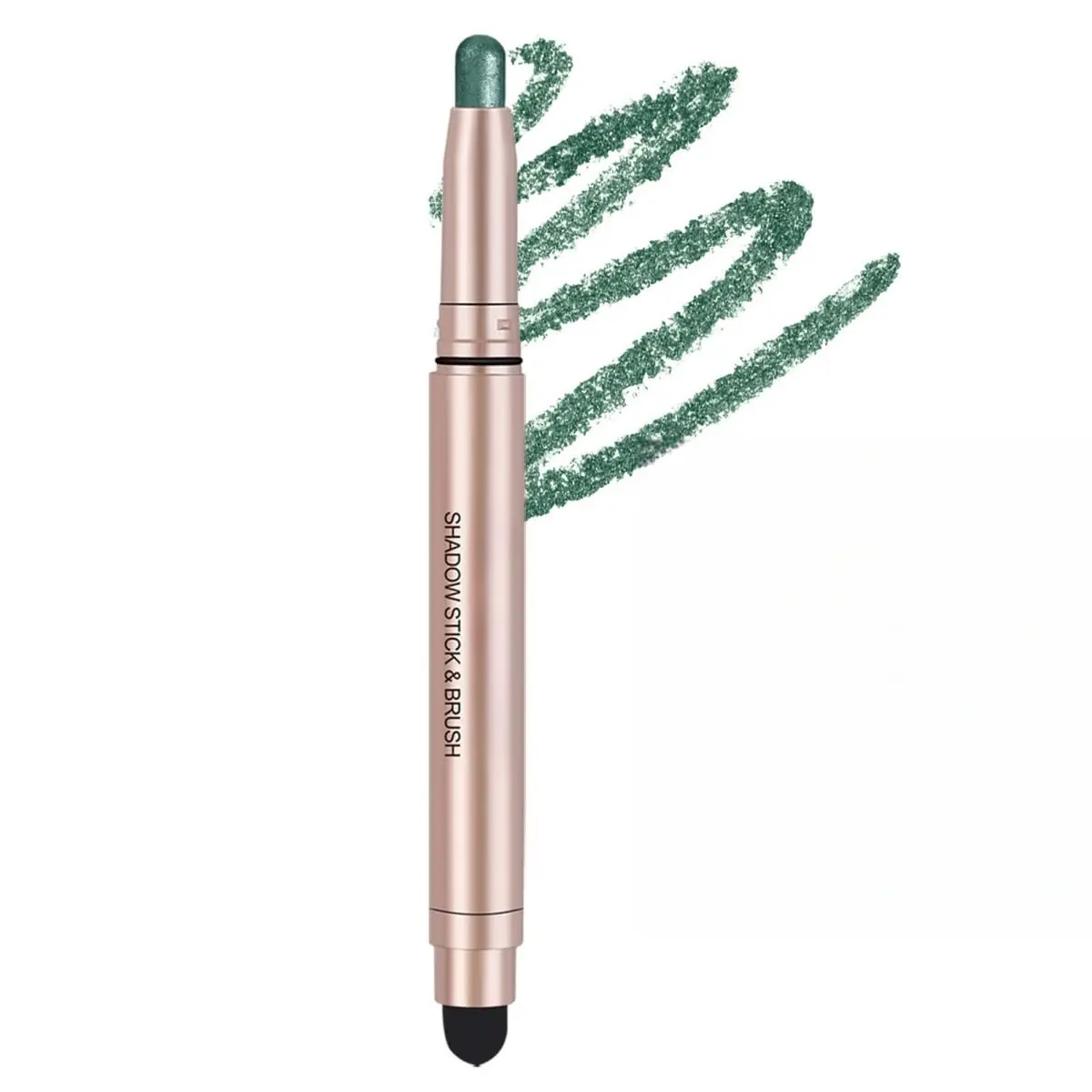 Cream Stick Eyeshadow in Dark Green with a Creamy Shimmer Finish - Long Lasting, Blendable, and Smudge Proof Makeup with a Built-in Smudger, Easy Apply, Long Wearing, Bling Effect, Glossy, Colored Pigment Makeup, Glitter Glam