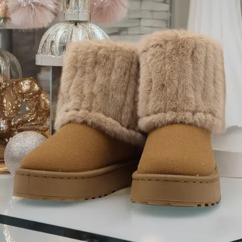 Womens Snow Boots Cozy Plush Lined Winter Warm Indoor Outdoor House Shoes with Platform - Stylish and Warm Casual Footwear for Women Springfresh