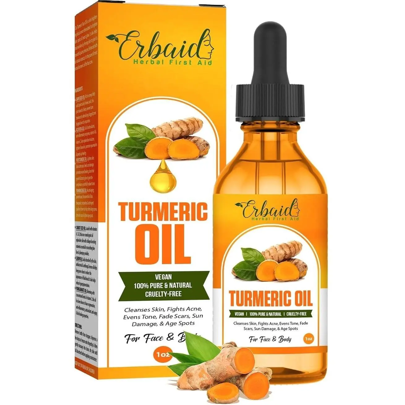 Turmeric Oil – Dark Spot Facial Serum for Face & Body – Natural Skin Brightening Serum & Hyperpigmentation Treatment – Turmeric Glow Serum Cleanses, Fights Acne, Evens Tone, Scars – for All Skin Types