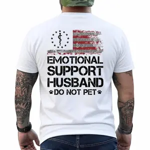 T - shirt with ‘EMOTIONAL SUPPORT HUSBAND’ Flag Motif – USA Vibe