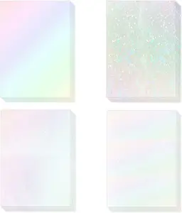 20 Sheets Holographic Sticker Paper A4 Size Vinyl Lamination Stickers Film Waterproof Self Adhesive Transparent Overlay Laminate Sticker Paper Clear Holographic Laminate Sheet for Photo (4 Styles) yuntop