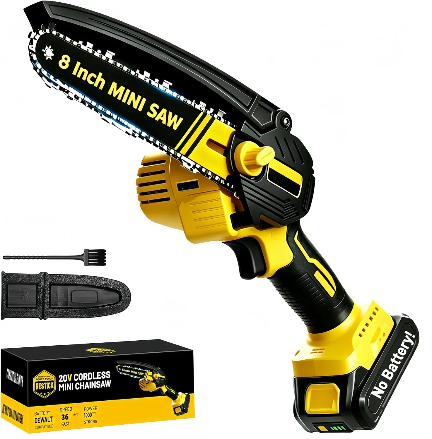 8 Inch Cordless Mini Chainsaw Compatible with Dewalt 20V Max Battery(Only Tool), BESTOOL Brushless High Power Portable Electric Chain Saw for Wood Cutting, Pruning, and Trimming (No Battery)