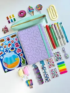 Multicolor Stationery Set for Kids 🌈 | Quilted Notebook Bundle | Cute Aesthetic Gift Set