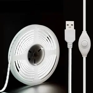 5V USB LED Strip Lights, 3.28FT COB Light Strip White, Short LED Strip Light, Flexible Bright 5V Led Strip for Under Cabinet, Kitchen, TV Backlight, Shelves, Displays and TV Lights