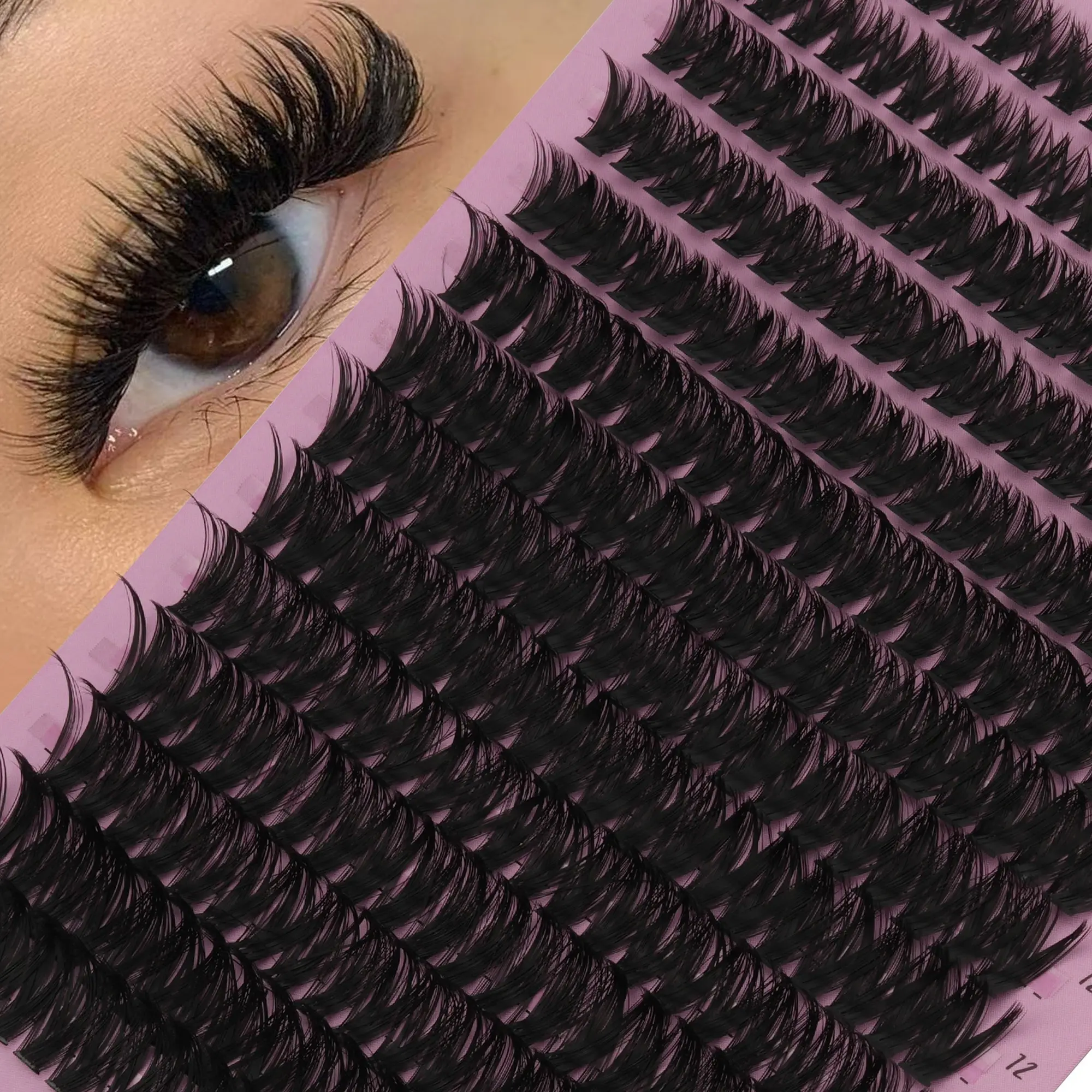 14 Pairs 3D Voluminous False Eyelashes Set, Natural Eyelash Extensions Kit, 60D D Curl, Mixed Lengths 8-16mm, DIY Makeup, Beginner Friendly