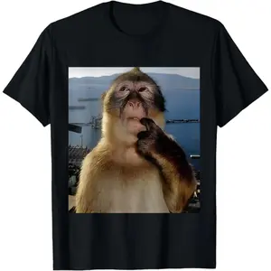 Funny Thinking Monkey Meme T-Shirt Curious Ape Brainrot Gift T-Shirt Short sleeves shirt